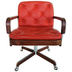 Rare Leather Swivel Armchair by Ag Barcelona, circa 1970