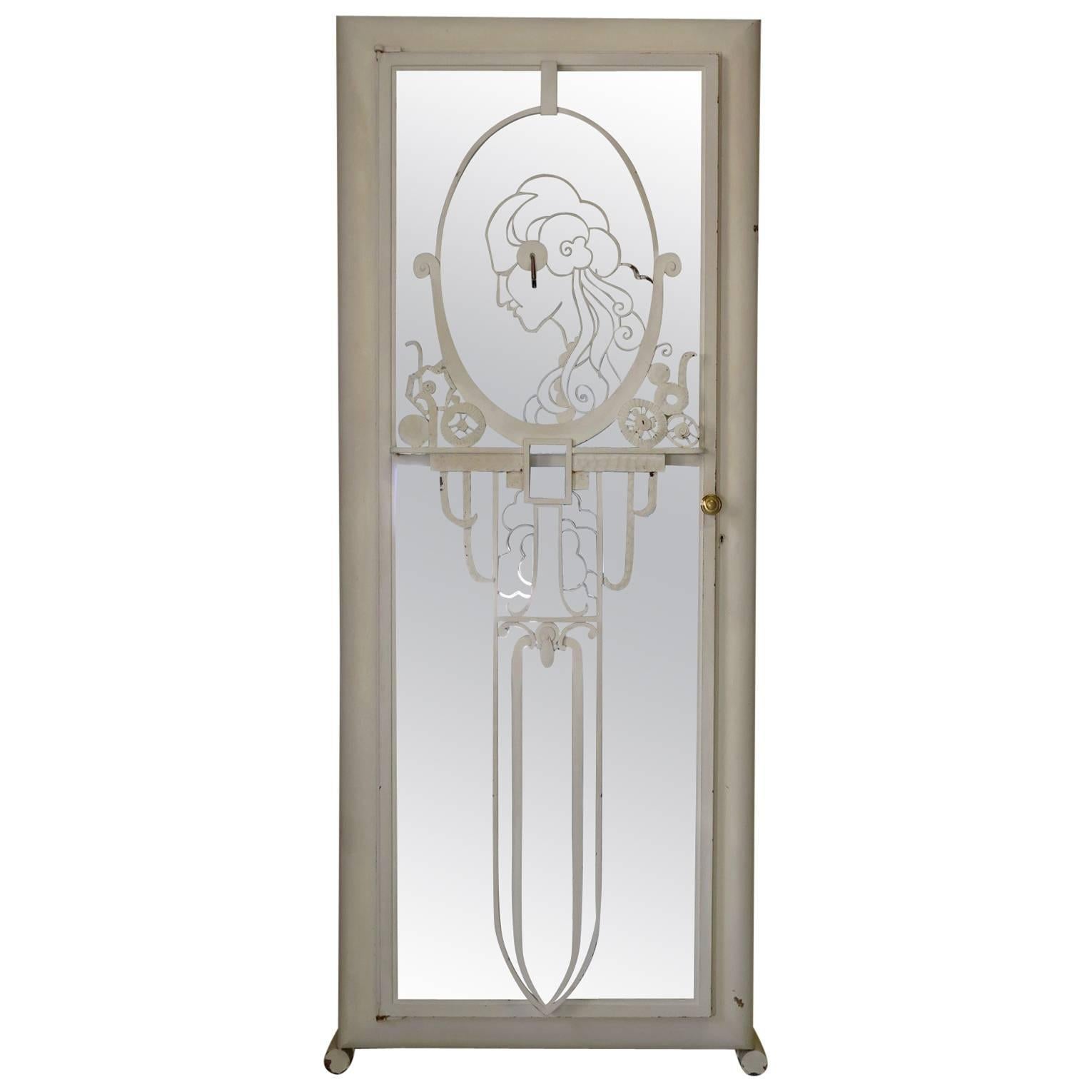 French Art Deco Painted Iron Wardrobe, circa 1930s For Sale