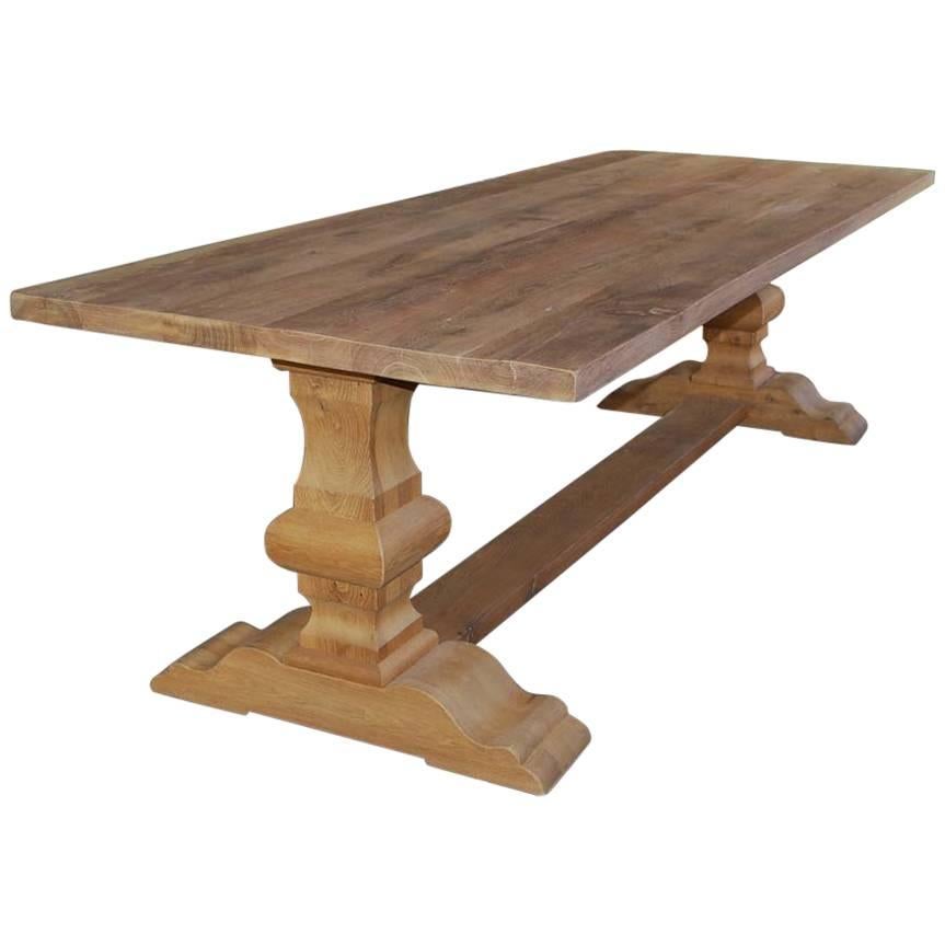 New Rustic Oakwood Monastery Table, Handcrafted