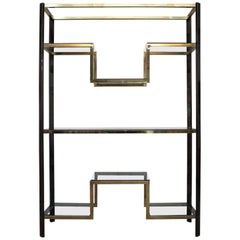 1970s Brass and Smoked Metal Large Etagere by Guy Lefevre for Maison Jansen