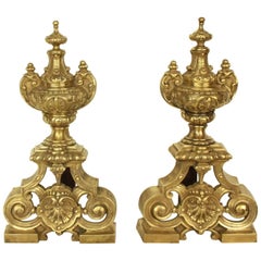 Pair of Regence Style Brass  Andirons or Fire Dogs