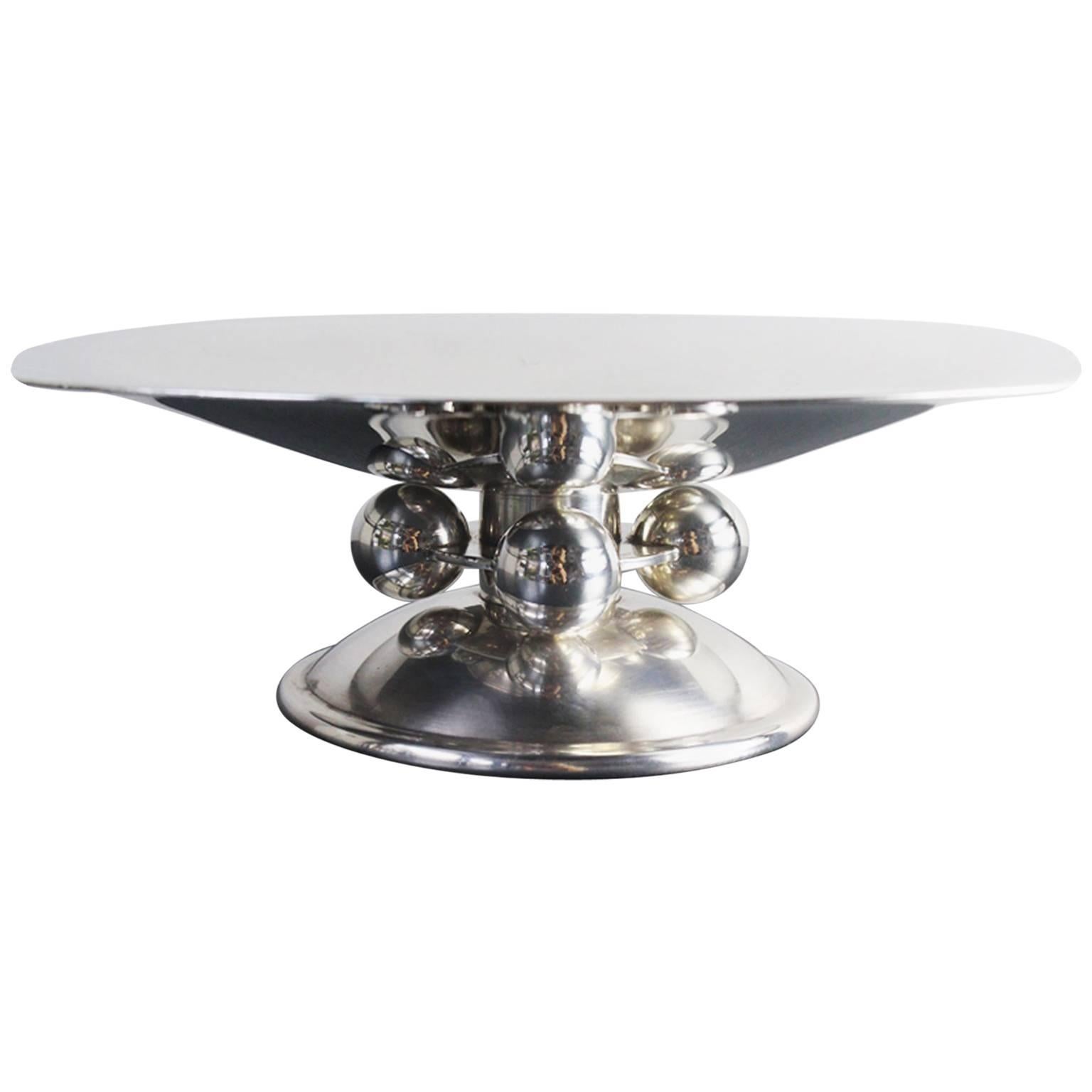 Exceptional Art Deco Silver Plated Centrepiece Dish by Luc Lanel for Christofle For Sale