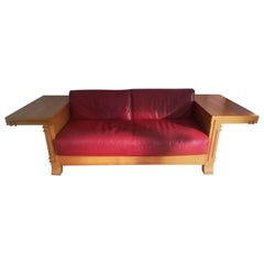 Art Deco Cassina Robie 3 Two-Seat Leather Sofa by Frank Lloyd Wright