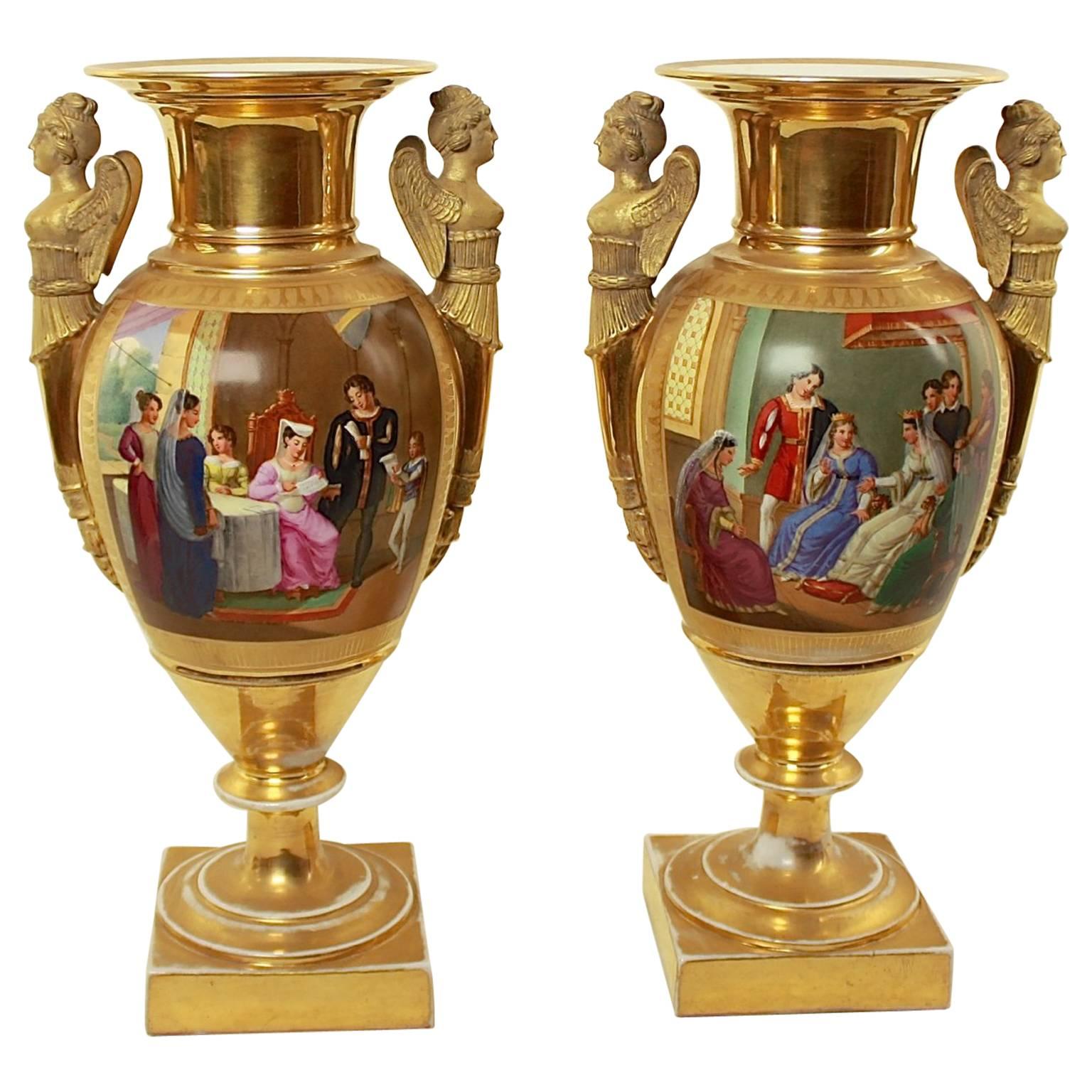 Pair of Empire Porcelain Vases