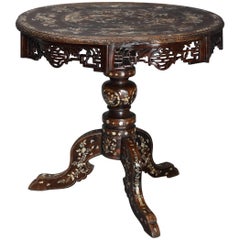 Decorative Vietnamese Hardwood & Mother-of-pearl Circular Centre Table