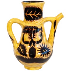 Very Large Yellow Vase by Jean Lurçat for Sant Vincens, circa 1950, France