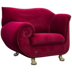 Bretz Gaudi Designer Armchair Fabric Rubin Red Oneseater Gold Modern Elegant