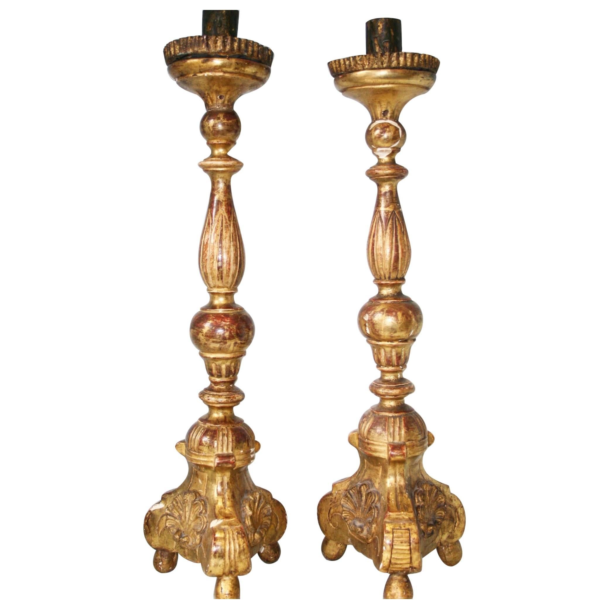 Pair of 18th Century Candleholders