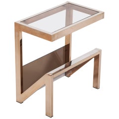 Brass Side Table with Magazine Rack