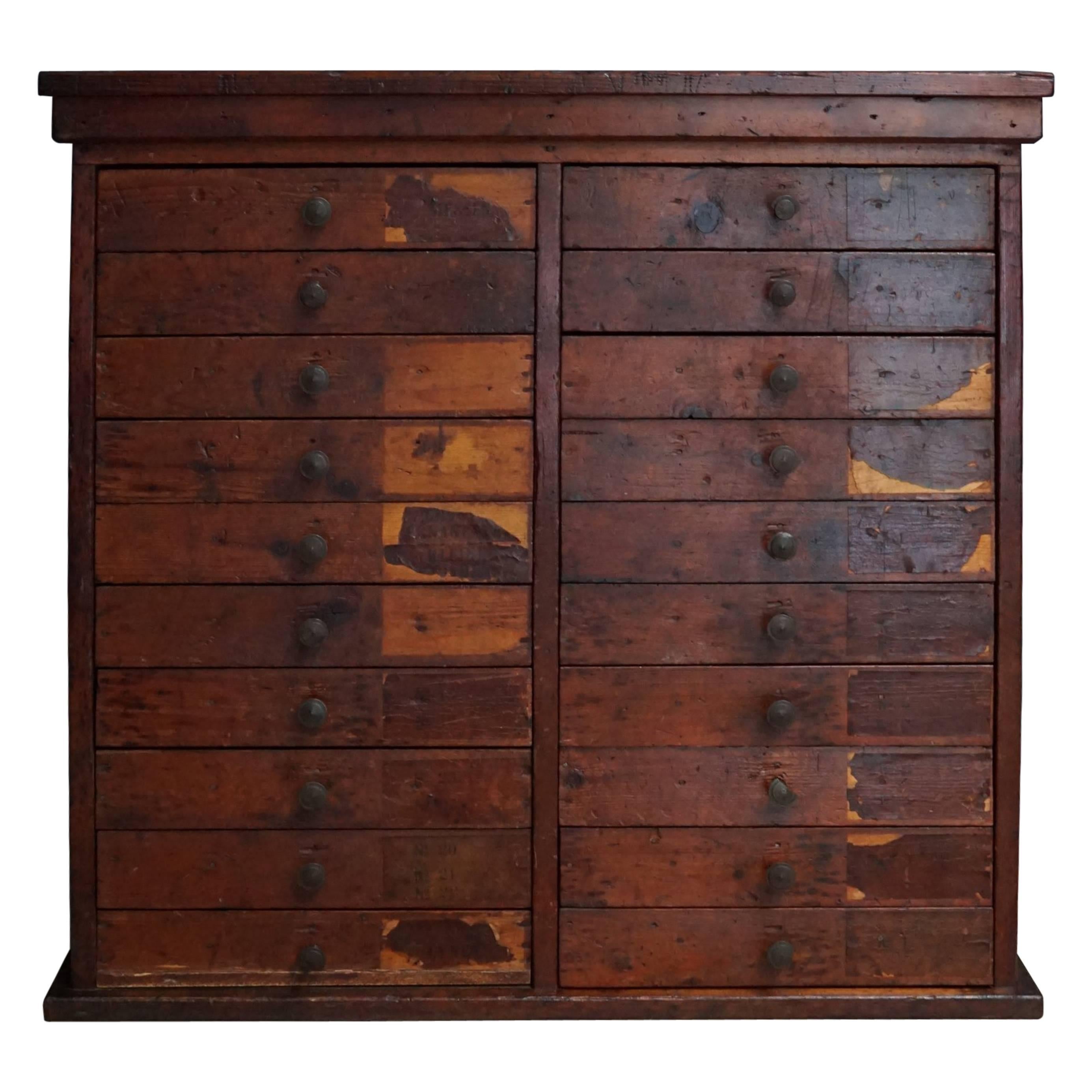 Vintage Dutch Pine Apothecary Cabinet, 1950s
