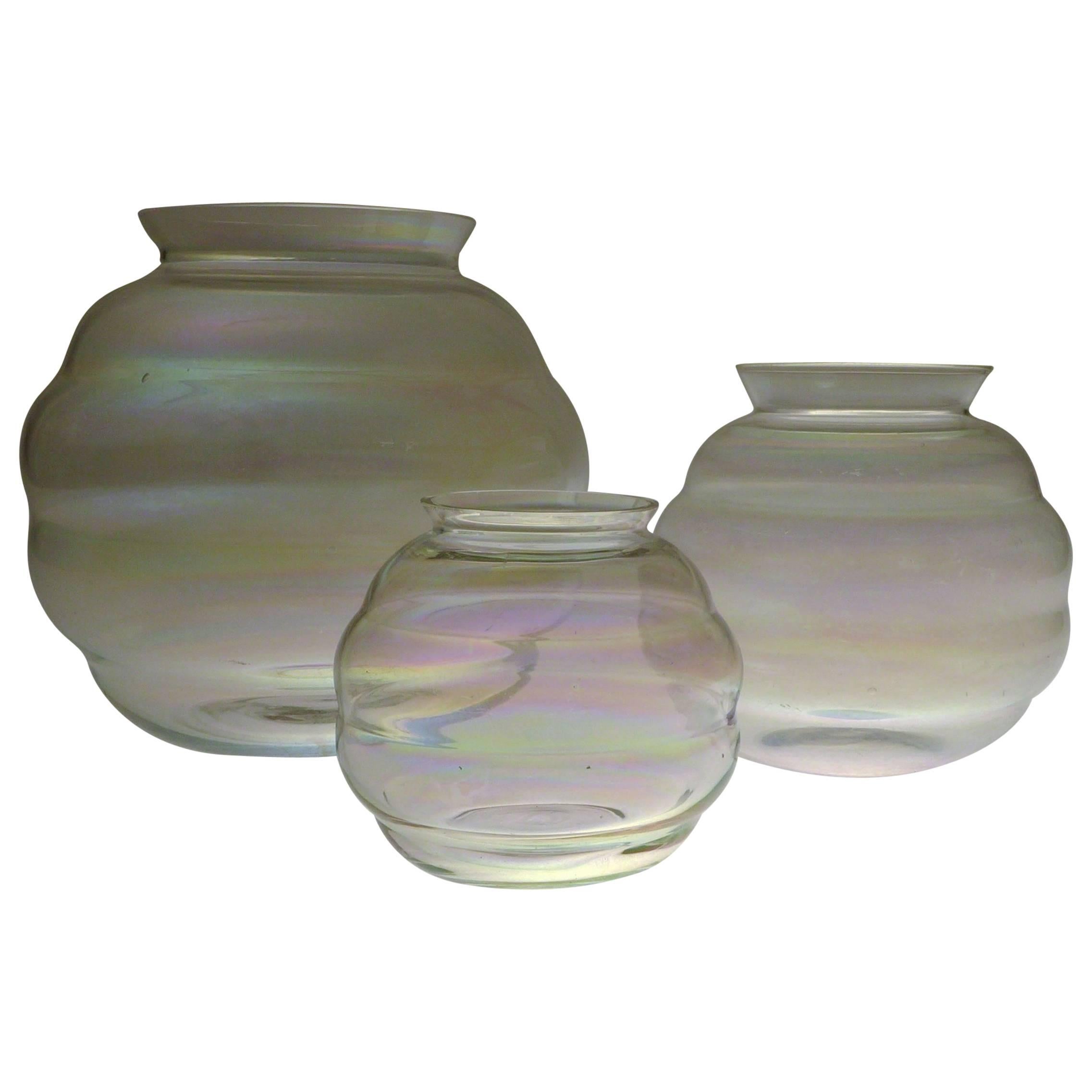 Set of Art Deco Iridescent Vases For Sale