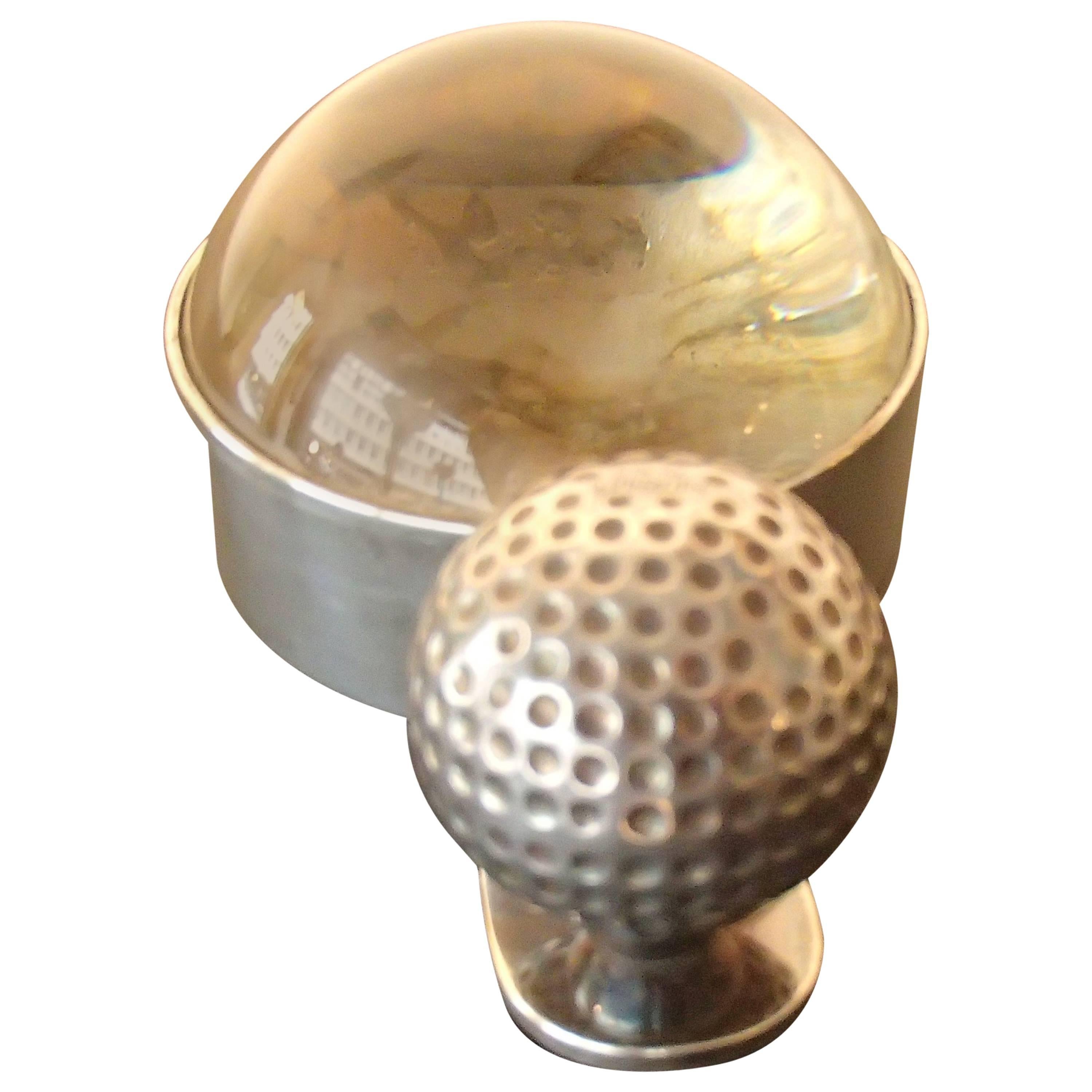 Hermes Paris Silver Plated Golf Ball Magnifying Glass