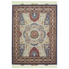 Persian  Tabriz Wool and Silk Carpet Signed