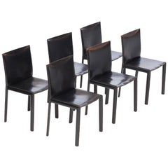 Black Leather 'Pasqualina' vintage dining chairs