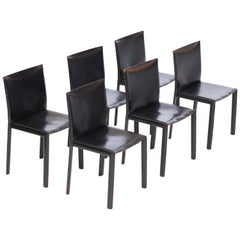 Black Leather 'Pasqualina' vintage dining chairs 