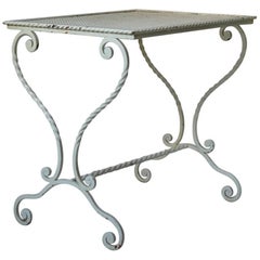 Vintage French 1950s Wrought Iron Garden Table