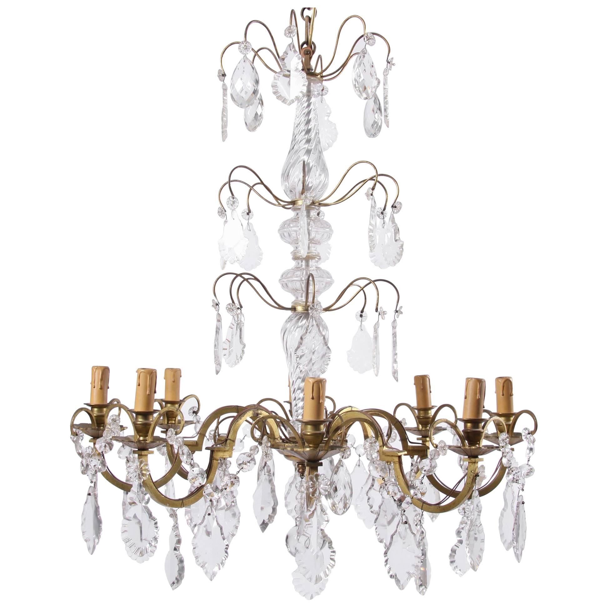 Eight-Branch Crystal Chandelier