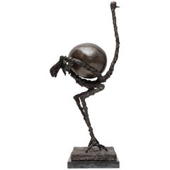 Ostrich Bronze Figure, Giacometti Style, France, circa 1970