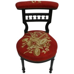 French Chair 19th Century Napoleon III Music Side Bedroom Accent Chair Tapestry