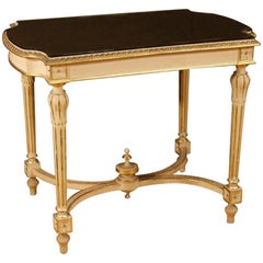 Italian Lacquered and Gilt Side Table in Wood Louis XVI Style, 20th Century
