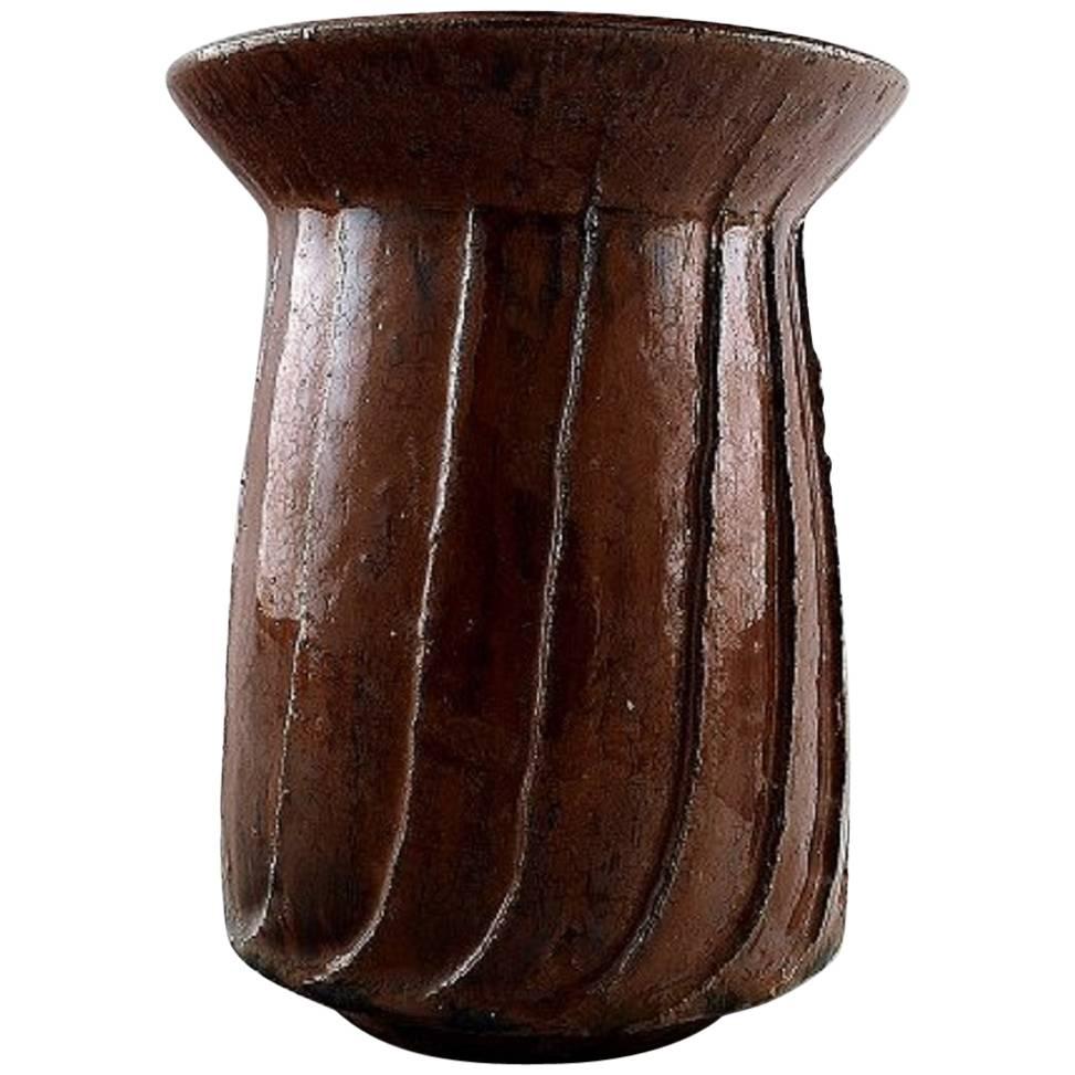 Swedish Ceramist, Ceramic Vase in Rustic Style, 1980s
