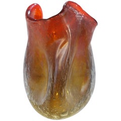 Italian red iridiscent blown glass vase