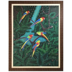 Pappagalli nella giungla Pittura a olio haitiana