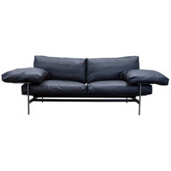 B&B Italia Diesis Designer Sofa Leather Black Two-Seat Couch Modern