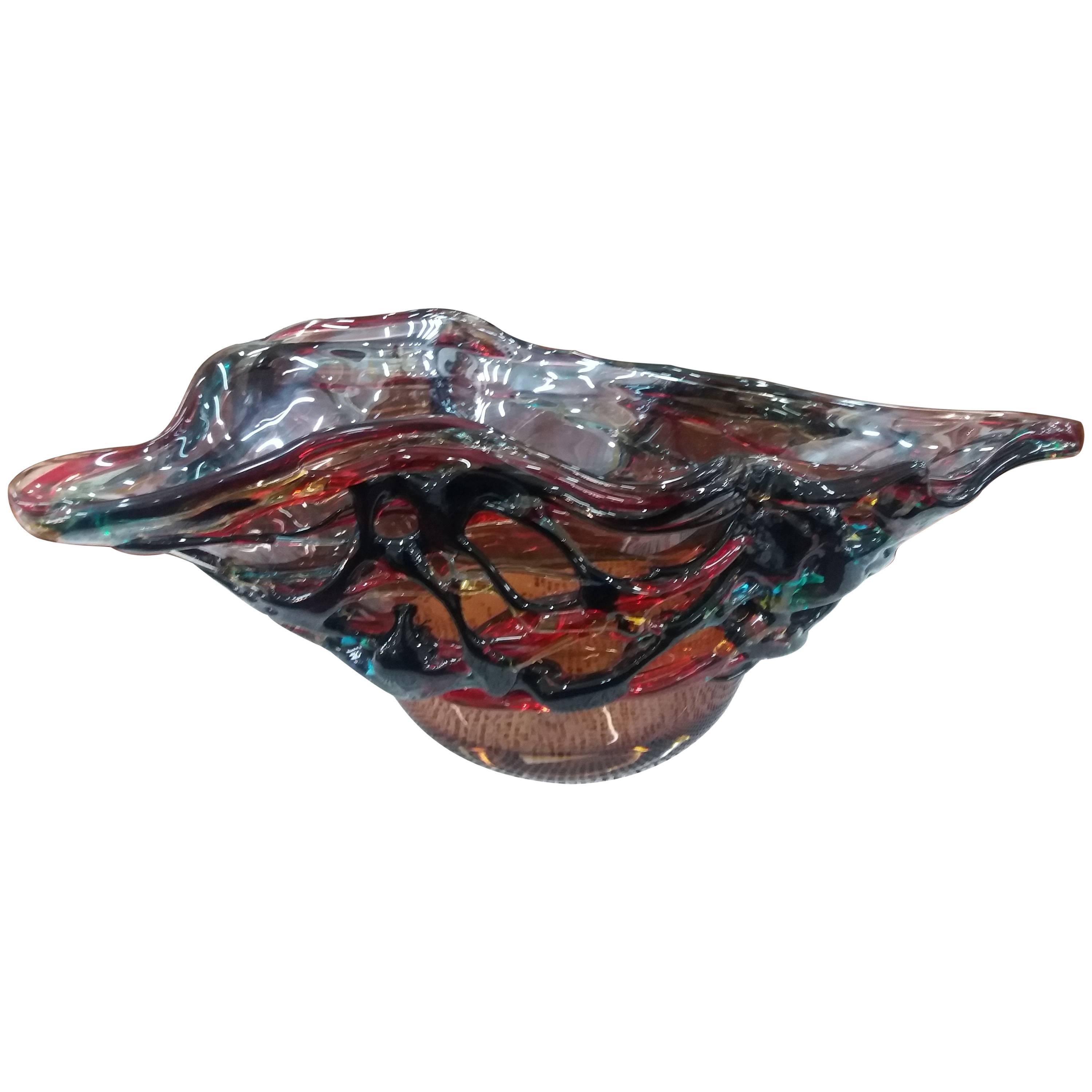  20th italian multicoloured Blown Glass Bowl For Sale