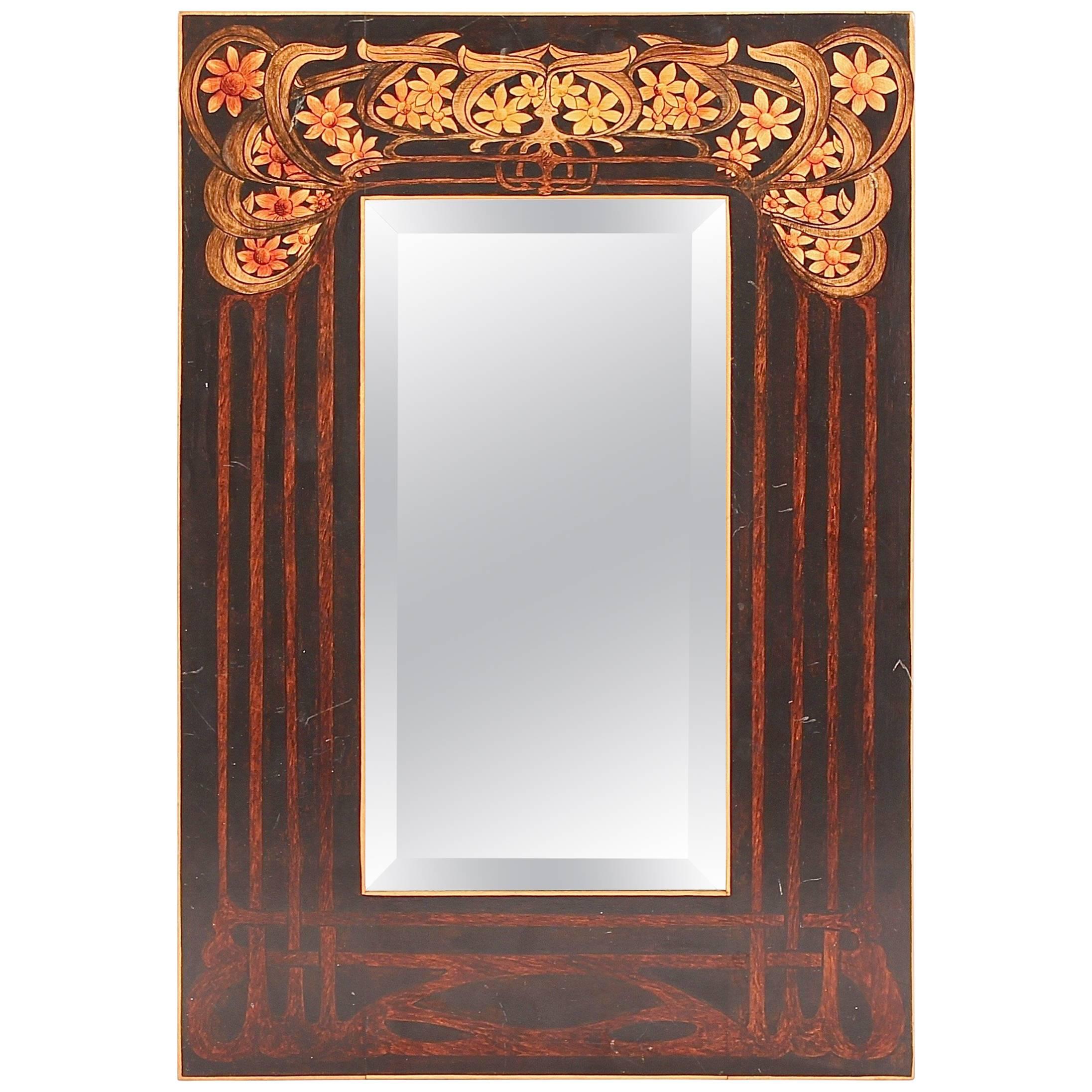 Small Art Nourveau Rectangular Mirror in the Manner of Shapland & Petter