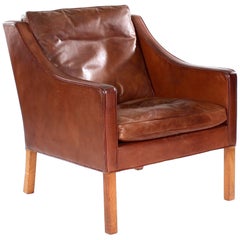 Model 2207-22 Cognac Leather Armchair by Borge Mogensen