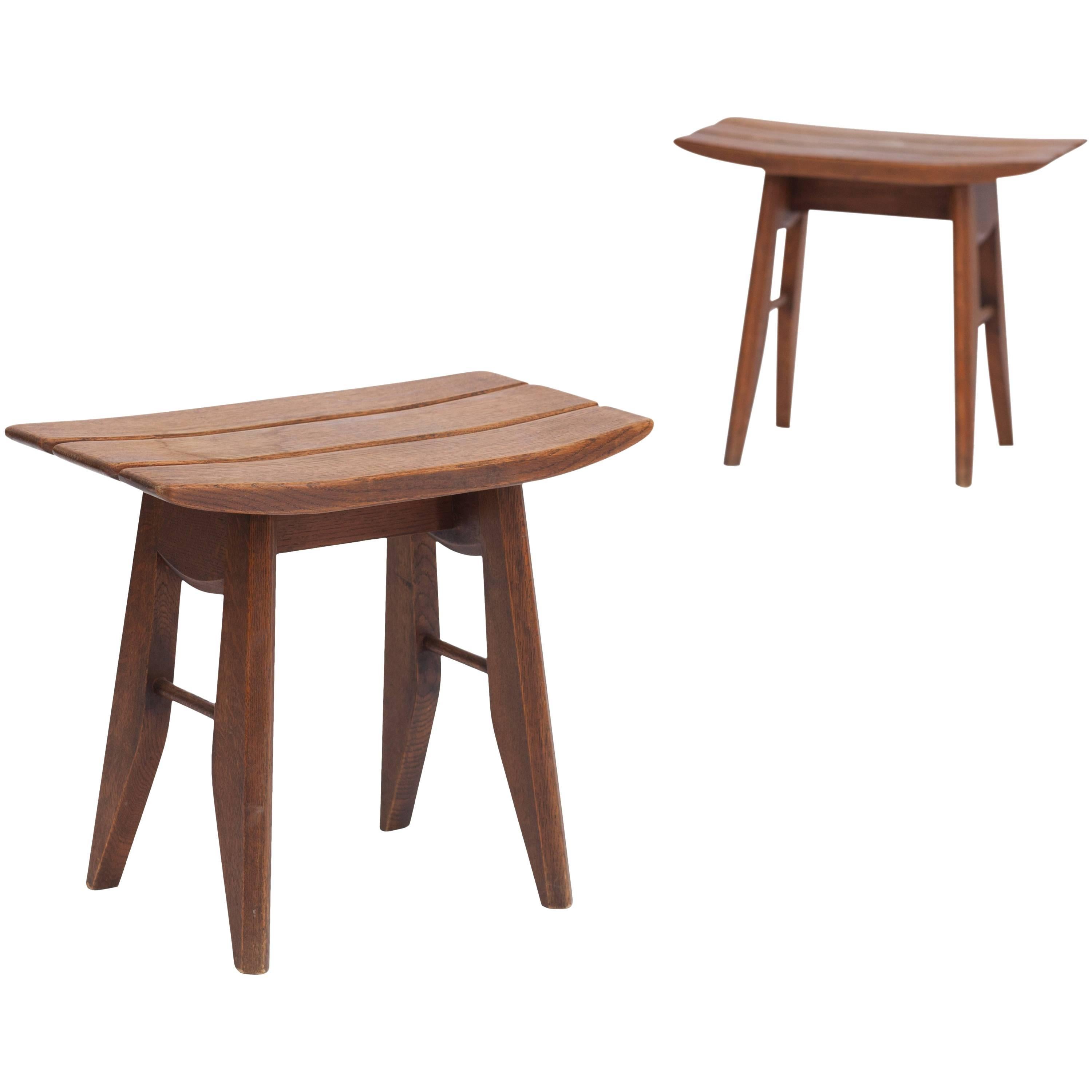 Oak Tabourets by Guillerme & Chambron for Votre Maison