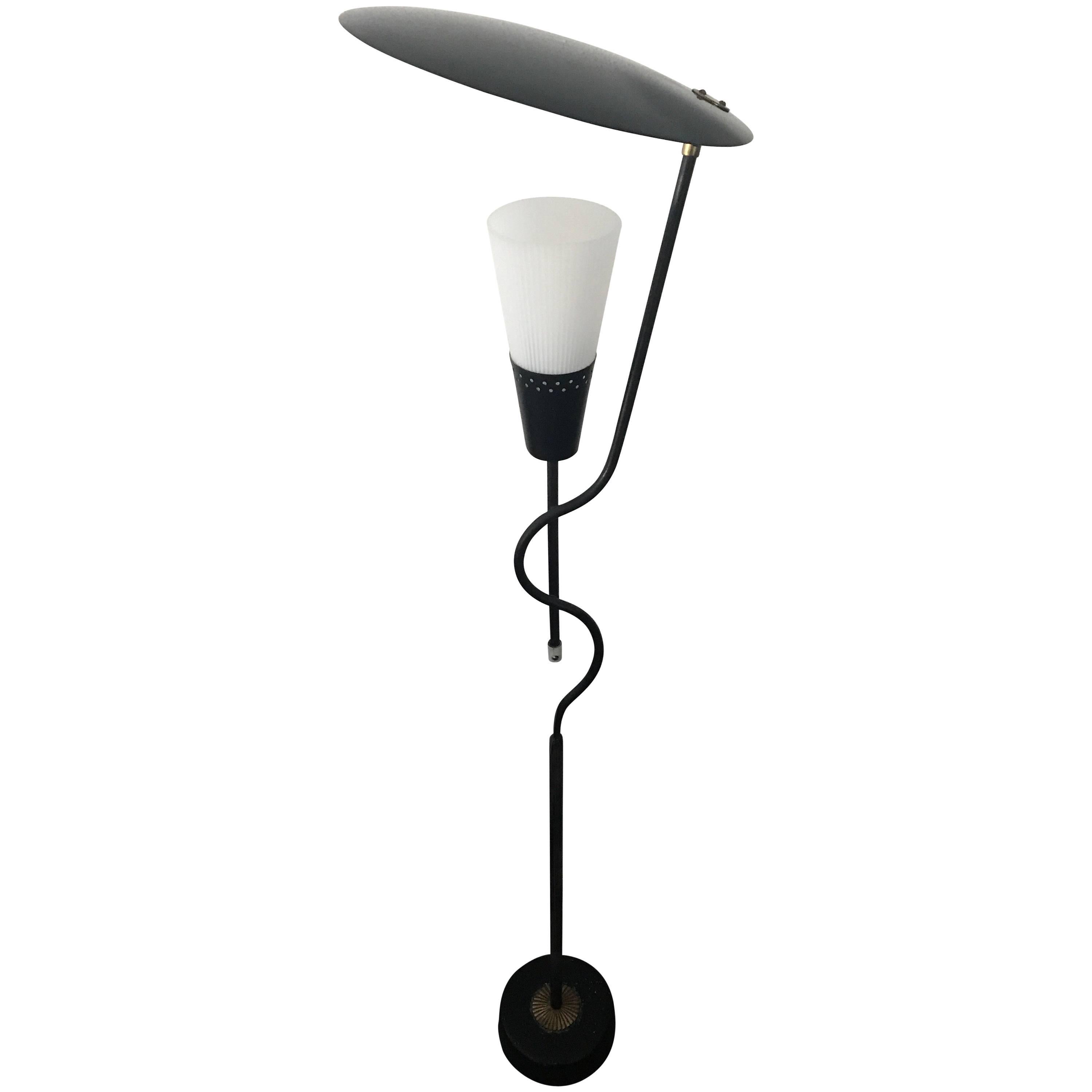 Swedish Floor Lamp Reflector Type Acrylic Plastic Shade and Metal For Sale