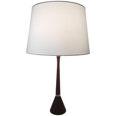 Pair Swedish or Danish Teak and Brass Table Lamps, 1955