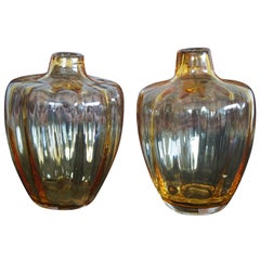 Pair of Art Deco Glass Vases Attributed to Copier Leerdam Early 20th Century