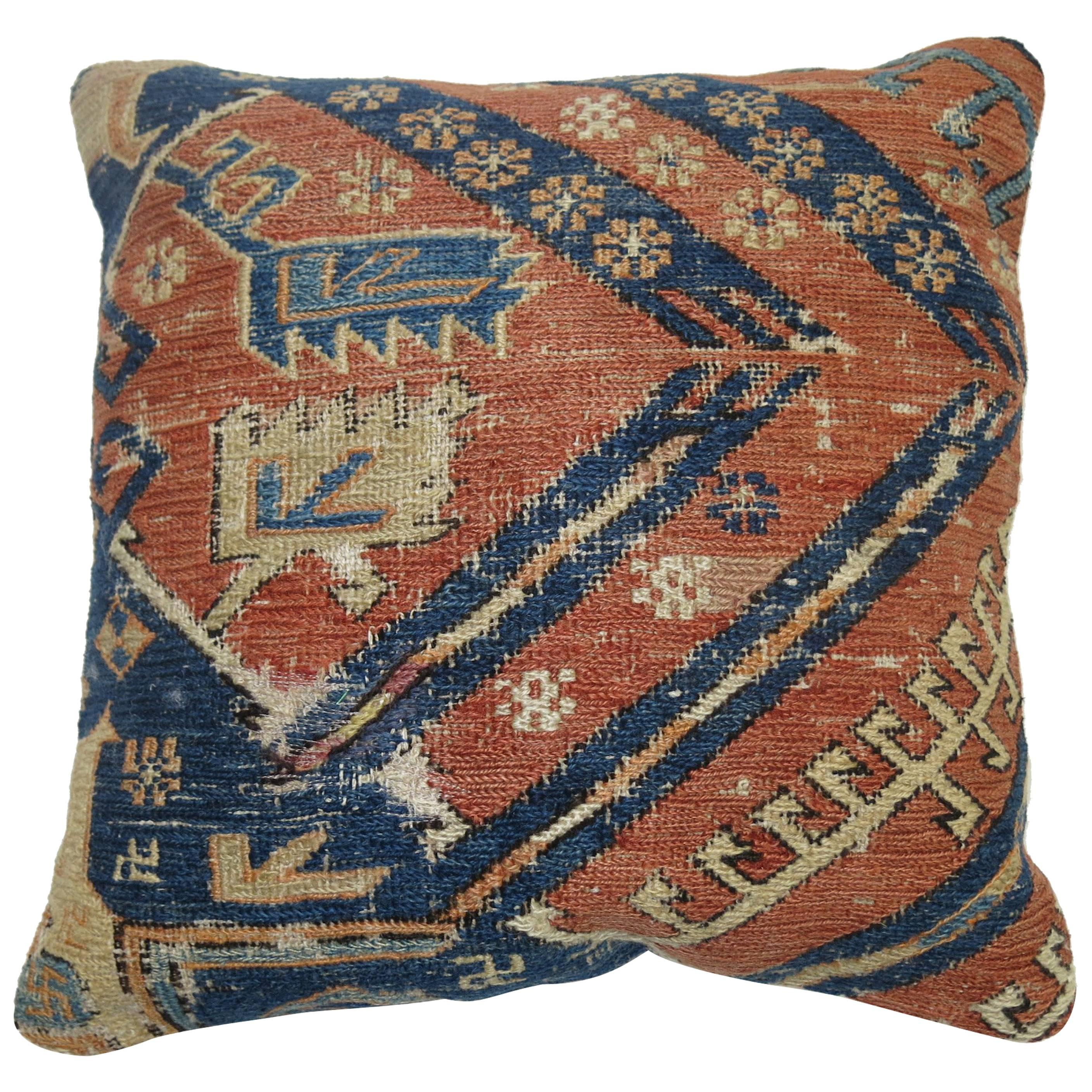 Antique Persian Flat-Weave Rug Pillow