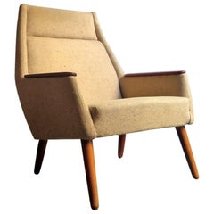Danish Teak and Linen Stylish Easy-Chair