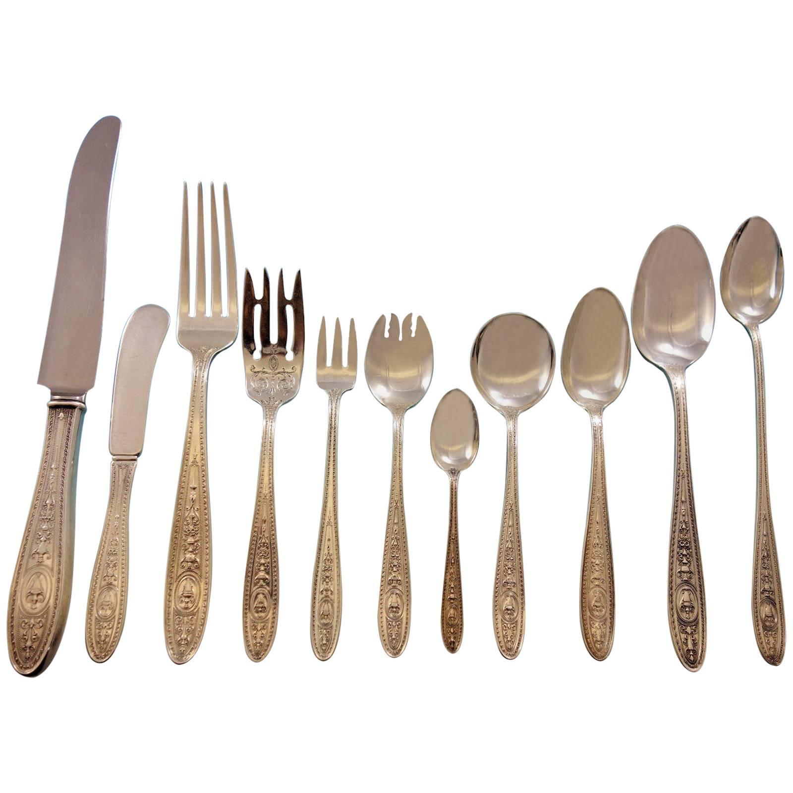 Wedgwood by Int Sterling Silver Flatware Set 12 Dinner and Hollowware Collection For Sale