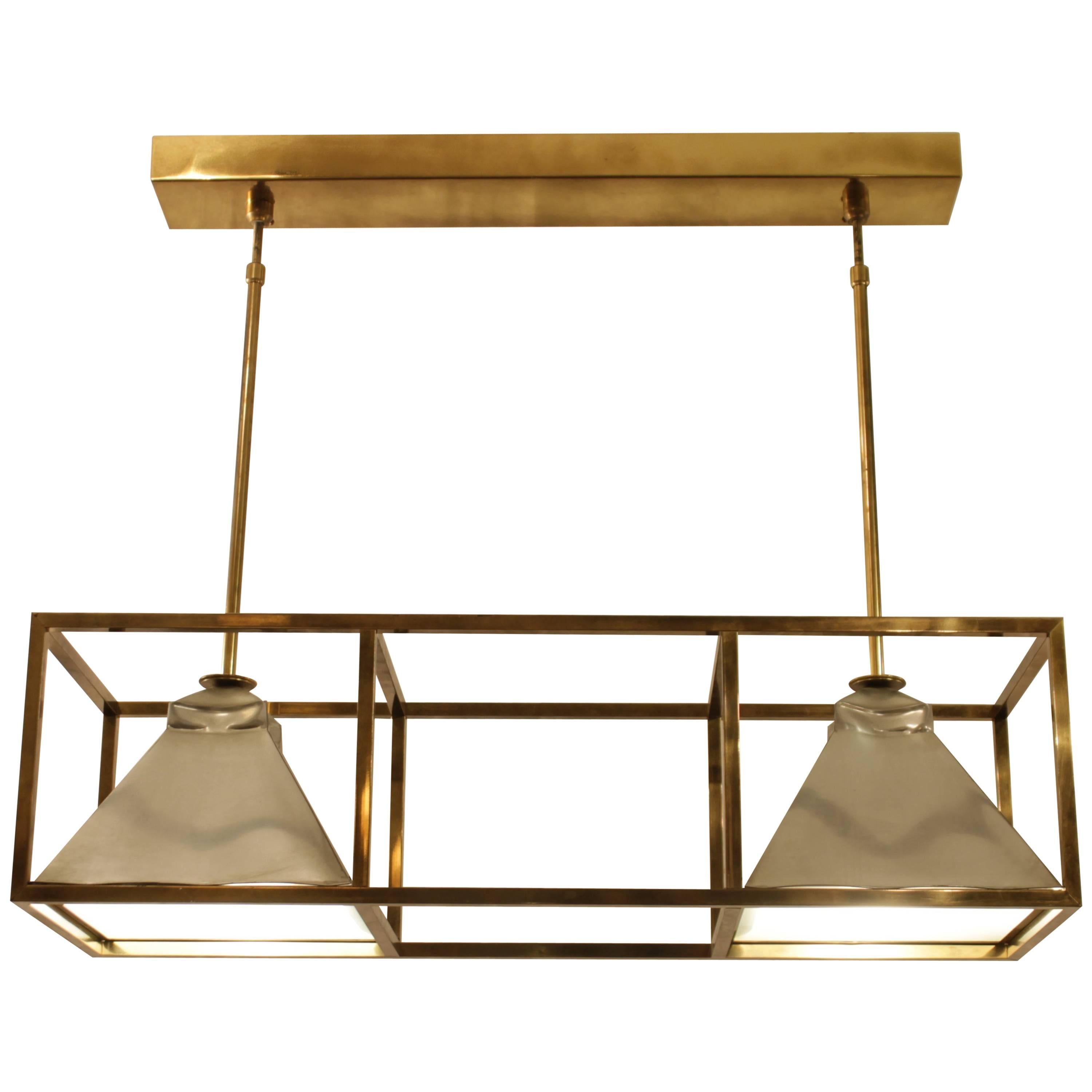 Elegant Brass and Tin Ceiling Lamp