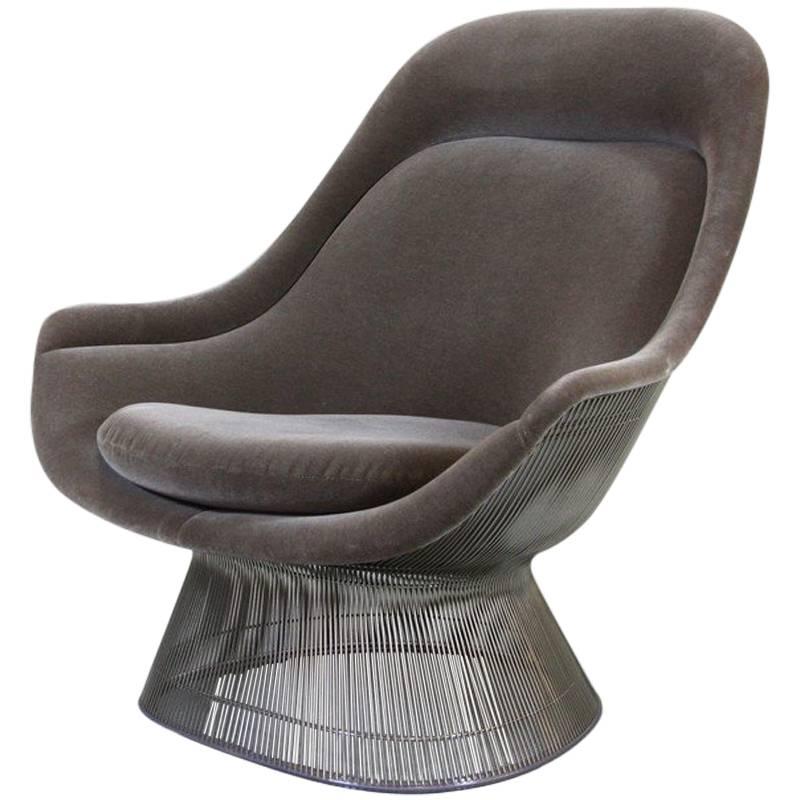 Warren Platter Lounge Chair Velvet, Knoll International For Sale
