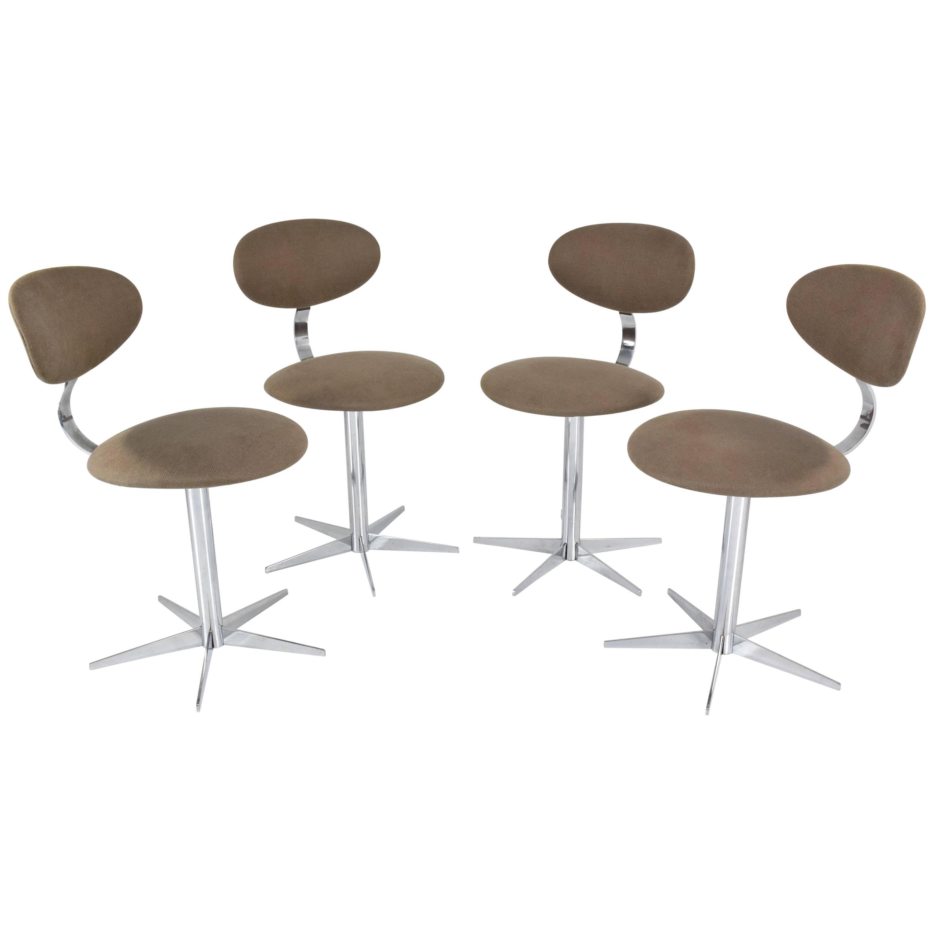 20th Century French Chrome Dining Chairs,  Set of Four, 1970s