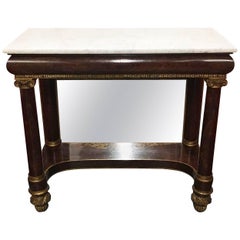 Antique New York Classical Pier Table with Marble Top