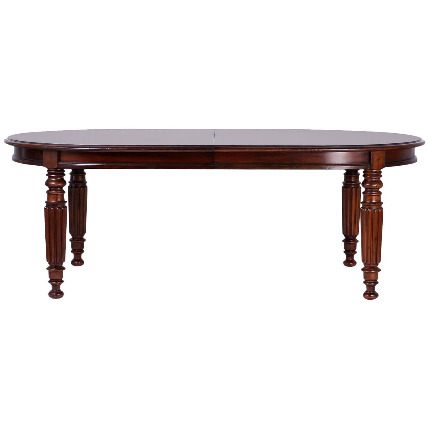 Large Vintage Mahogany Oval Shaped Dining Table
