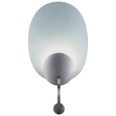 Clear Frosted Glass Curved Oval Wall Sconce in Manner of Streamline Moderne