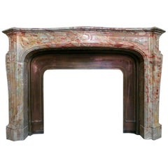 18th Century, French Louis XV Style Marble Fireplace Mantle