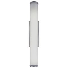 Long Tubular White Glass Wall Sconce with Knurled Aluminum Finials