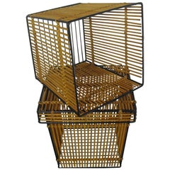 Pair of Mid-Century Modern Rattan 
Steel Rohe Noordwolde Baskets, 1950s