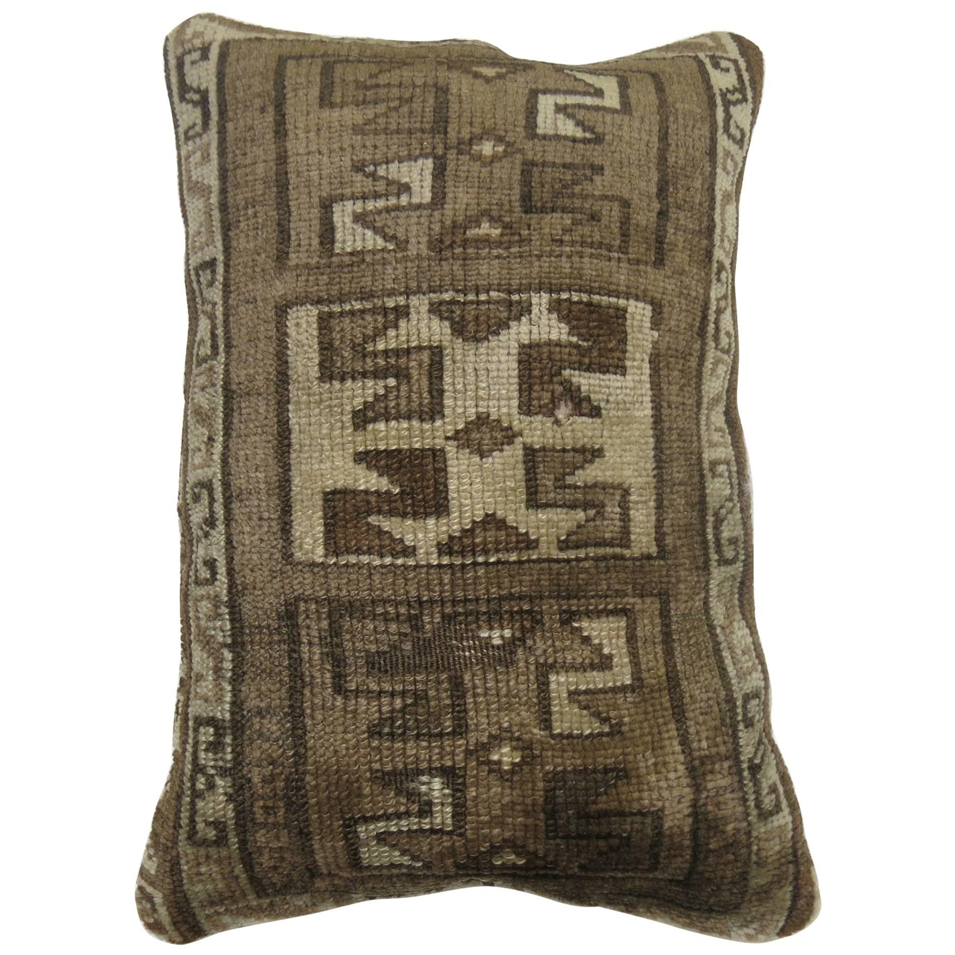 Brown Tribal Turkish Rug Pillow For Sale