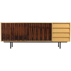 1950s Oak Sideboard Mid-Century Modern Design with Drawers Brass Handles