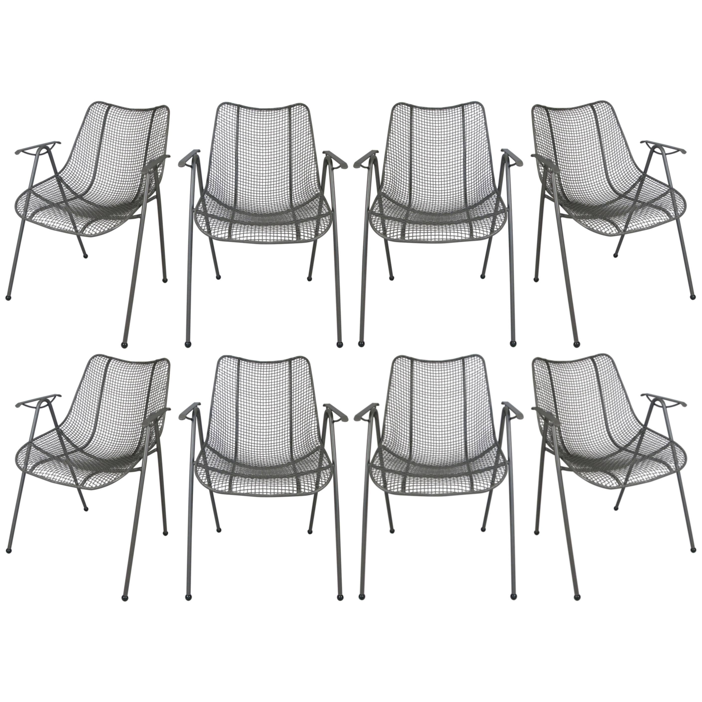 Set of Eight 1950s Woodard Sculptura Dining Chairs